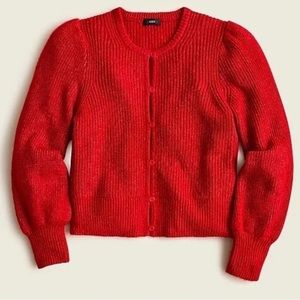 J Crew Puff Sleeve Alpaca Wool Blend Cardigan Sweater | Cropped Cardigan